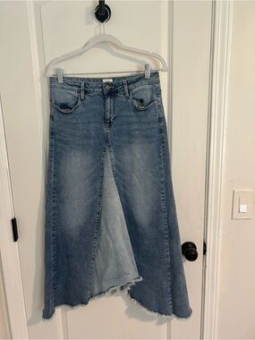 Wash Lab Pieced Denim Two tone sky Denim Maxi Skirt Sz 28